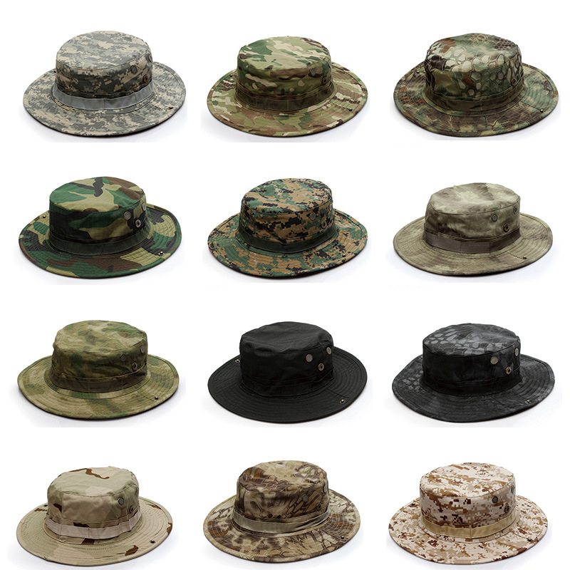 Boonie Hat Tactical - アウトドアバケットハット 厚手 迷彩柄 タクティカルブーニーハット 日焼け防止 ワイドフィッシャーマンハット