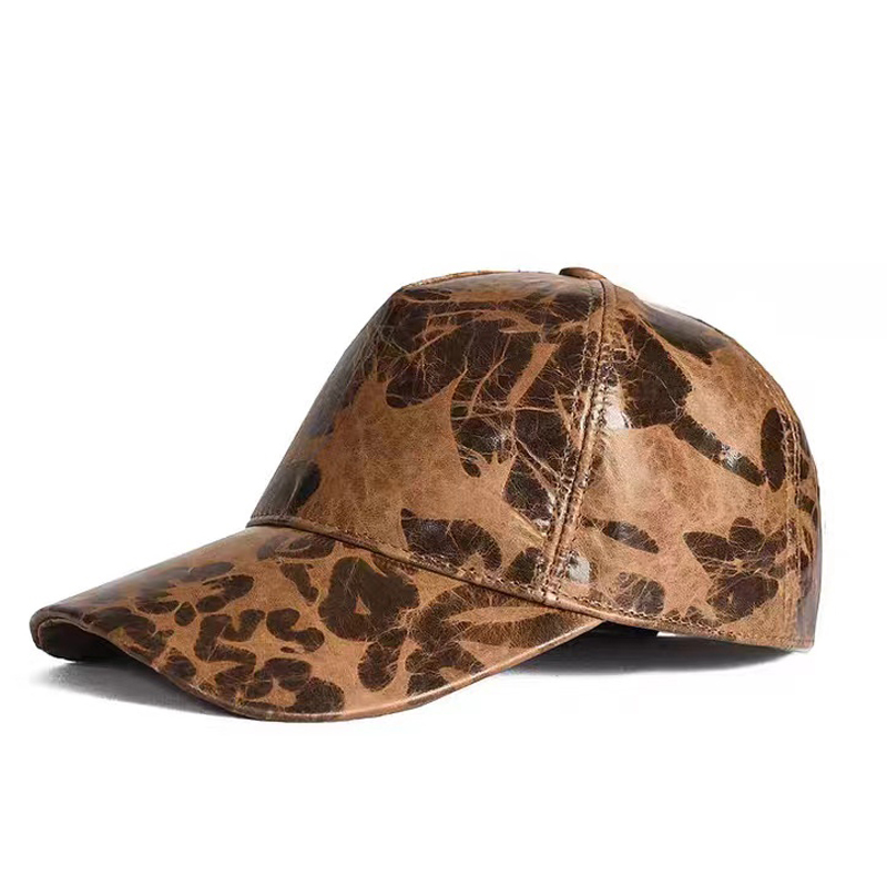 Baseball Cap Structured - メンズ・レディース向けレタープリントレザー野球帽、秋のトレンドアウトドアハット、レジャーオイルワックスレザーヒップホップキャップ、ストリートウェア