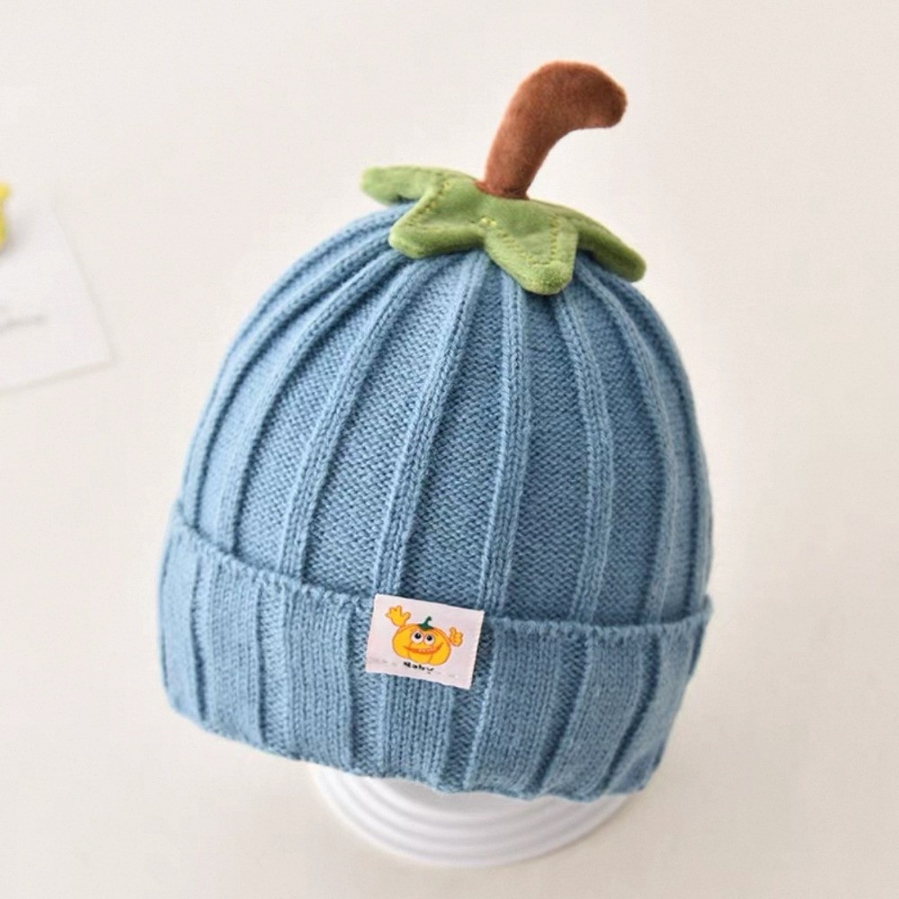 Beanie Cuffed Knit - かわいいスタイルの柔らかいベビーニット帽、漫画デザインの折り返し付きスタイル、かぼちゃ型幼児用ビーニー、伸縮性のある幼児用帽子、秋冬用