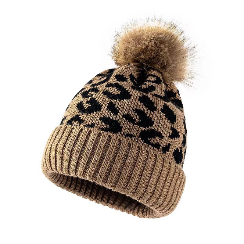 レディース レオパード柄 ニットビーニーハット 冬用 暖かい - Beanie Cuffed Knit のレビューと価格