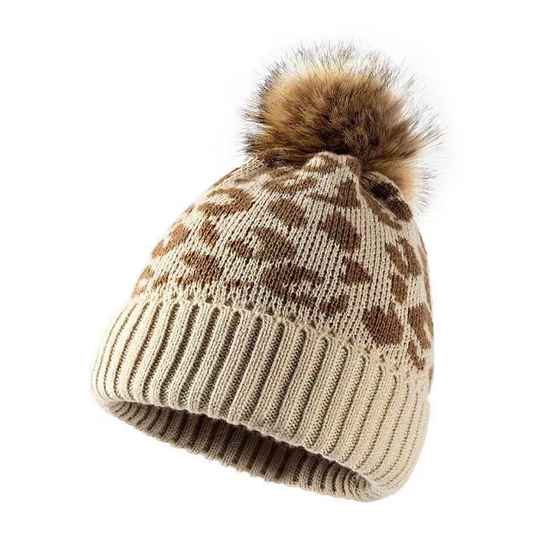レディース レオパード柄 ニットビーニーハット 冬用 暖かい - Beanie Cuffed Knit のレビューと価格
