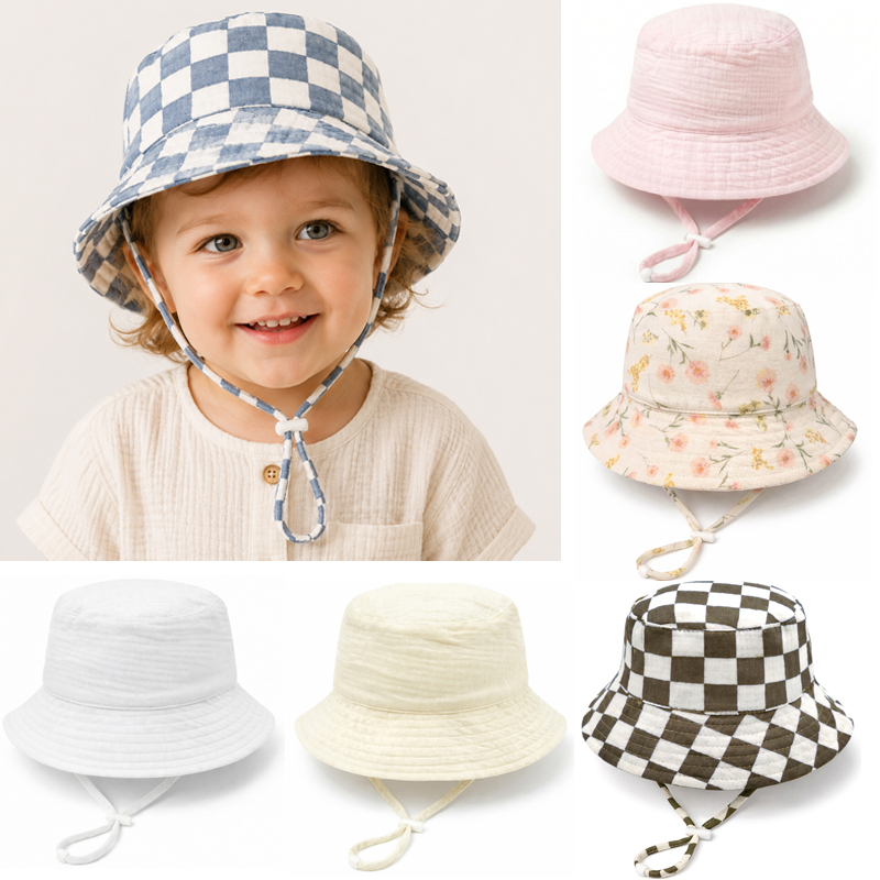 モスリンベビーサマーハット調節可能な子供用サンハット綿 10 - Bucket Hat Cotton のレビューと価格