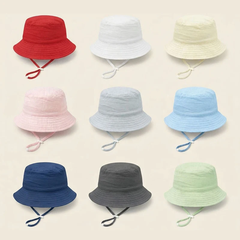 モスリンベビーサマーハット調節可能な子供用サンハット綿 10 - Bucket Hat Cotton のレビューと価格
