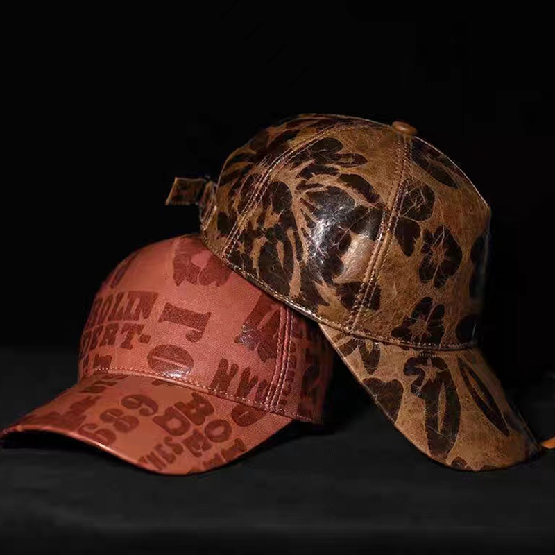 メンズ・レディース向けレタープリントレザー野球帽、秋のトレン - Baseball Cap Structured のレビューと価格