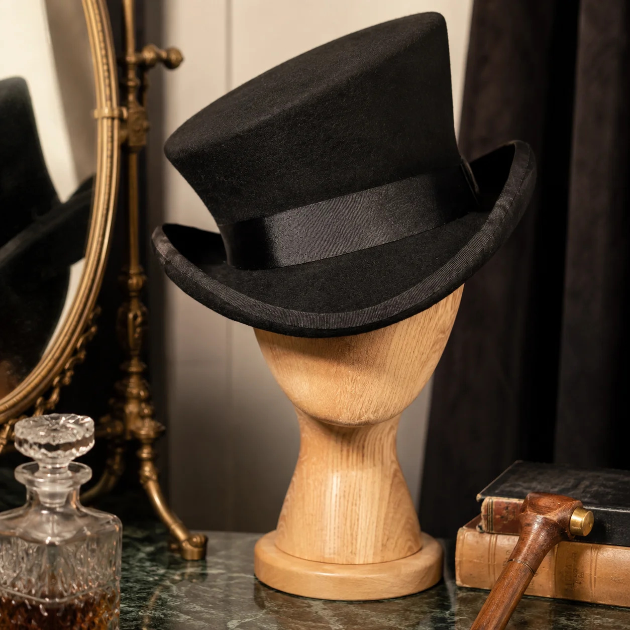ウールフェルトのトップハット、ブルーリボン付きフェドラ、マジ - Fedora Hat Wool のレビューと価格
