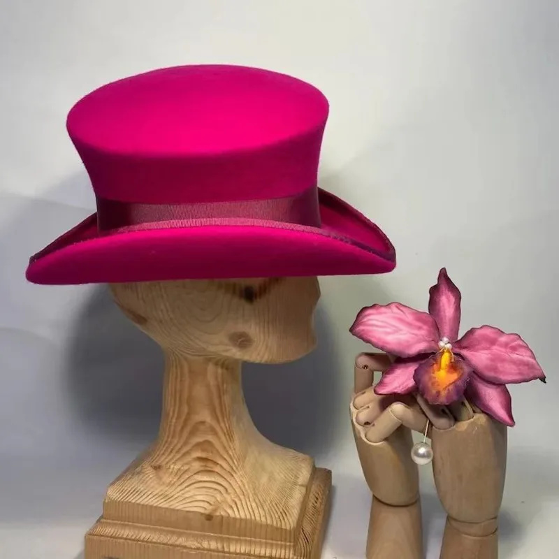 ウールフェルトのトップハット、ブルーリボン付きフェドラ、マジ - Fedora Hat Wool のレビューと価格